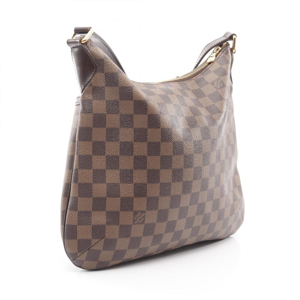 Louis Vuitton Brown Shoulder Bag Leather Canvas Ebene Bloomsbury Damier